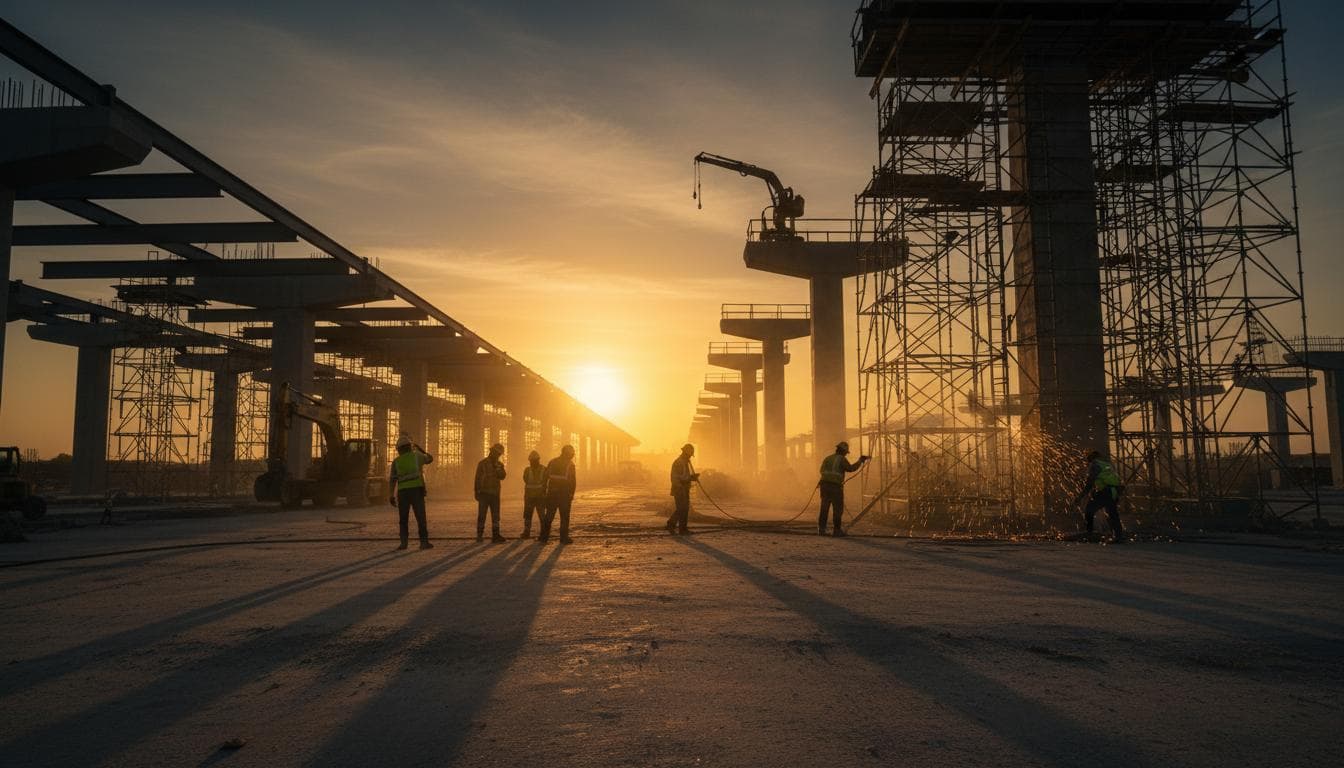 Construction workers on an active job site